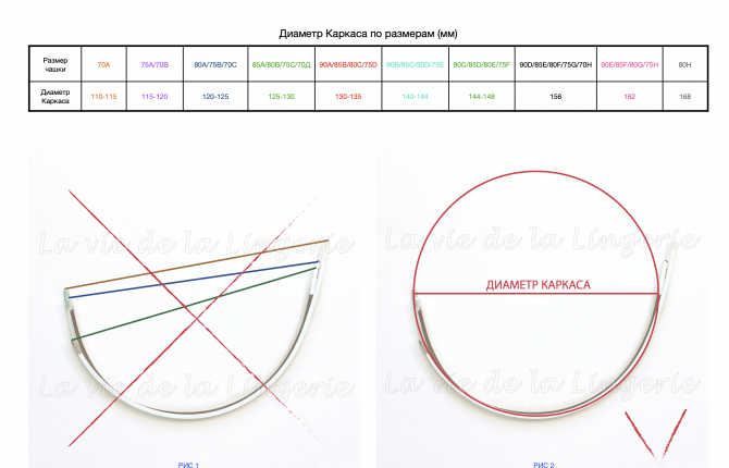 Дополнительные измерения для определения размера бюстгальтера (Диаметр Каркаса)